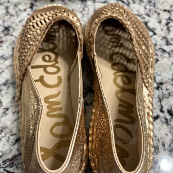 Sam Edelman Pen Gold Leather Espadrilles Slip On  Flat Size 6 - Picture 5 of 12